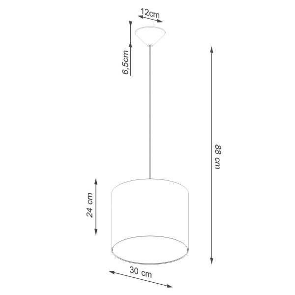 Runde Pendelleuchte Stoff Weiß E27 rund Ø30 cm blendarm