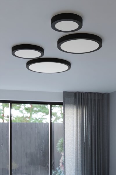 LED Deckenleuchte Schwarz Alu 3000 K Ø60 cm blendarm