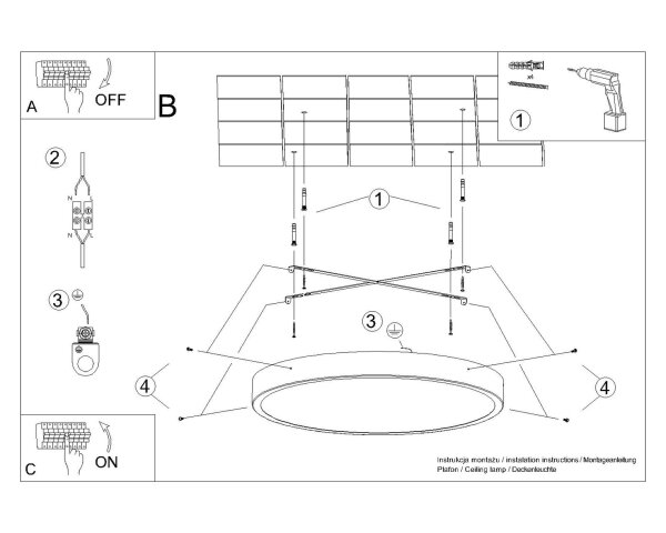 LED Deckenleuchte Schwarz Alu 3000 K Ø60 cm blendarm