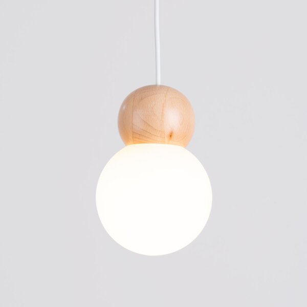 Hängelampe Holz Glas Weiß G9 rund Ø11 cm blendarm