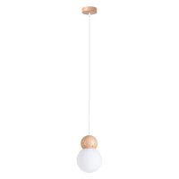 Hängelampe Holz Glas Weiß G9 rund Ø11...