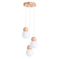 H&auml;ngelampe Holz Glas Wei&szlig; G9 3-flammig L:31 cm blendarm