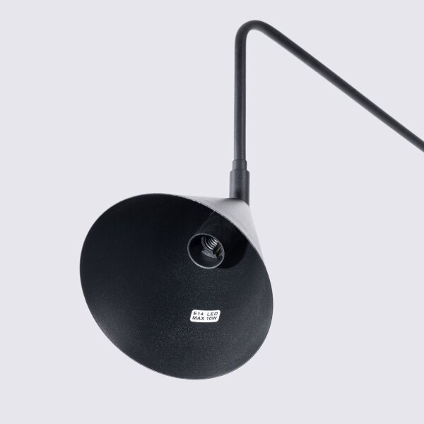 Wandleuchte Schwarz Stahl E14 Schalter Stecker H:30 cm