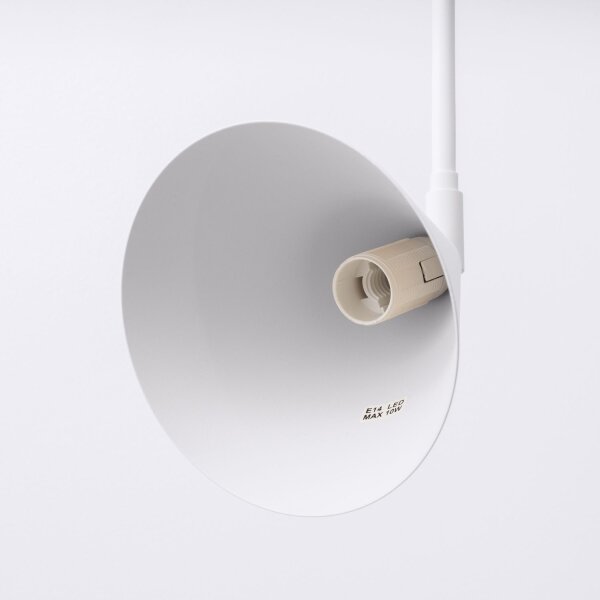 Wandlampe Weiß Stahl E14 Schalter Stecker Kabel H:30 cm