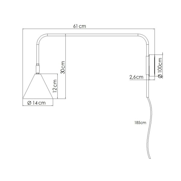 Wandlampe Weiß Stahl E14 Schalter Stecker Kabel H:30 cm