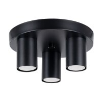 Deckenlampe Stahl Schwarz GU10 rund B:25 cm 3-flammig