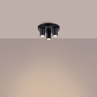 Deckenlampe Stahl Schwarz GU10 rund B:25 cm 3-flammig