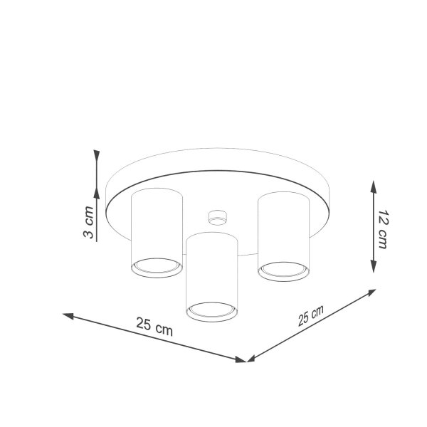 Deckenlampe Stahl Weiß GU10 B:25 cm rund 3-flammig