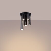 Deckenleuchte Stahl Schwarz GU10 B:25 cm rund 5-flammig