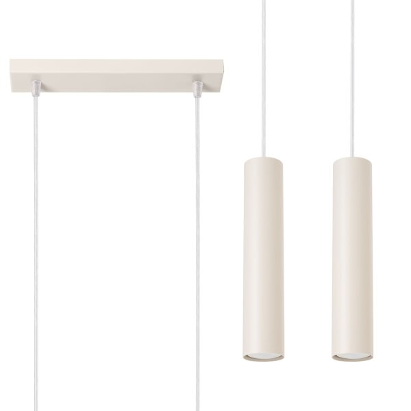Pendelleuchte Beige Stahl GU10 2-flammig 30 cm lang