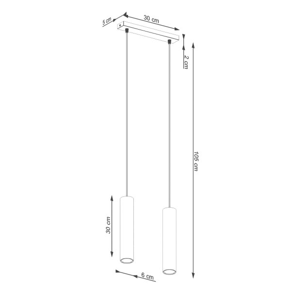 Pendelleuchte Beige Stahl GU10 2-flammig 30 cm lang