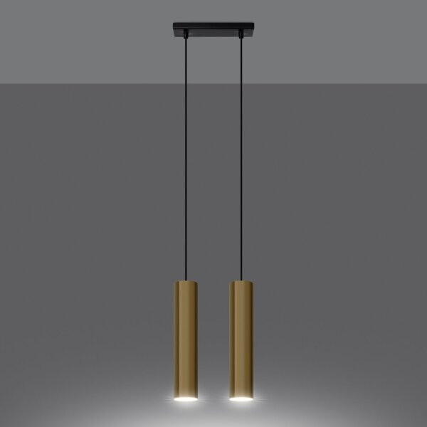 Pendelleuchte Gold Stahl GU10 2-flammig 30 cm lang