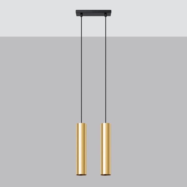 Pendelleuchte Gold Stahl GU10 2-flammig 30 cm lang