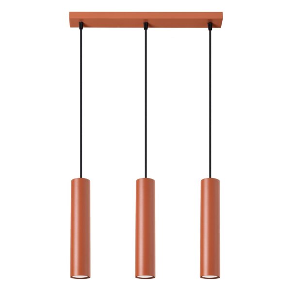 Lange Pendelleuchte Ocker Stahl GU10 3-flammig 45 cm