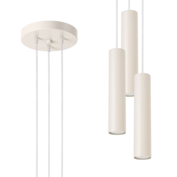 Runde Hängelampe Stahl Beige GU10 akzentuiert L:20 cm