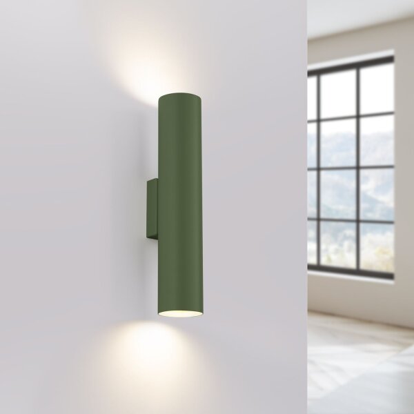 Wandlampe Up Down Olivgrün Stahl GU10 H:30 cm indirekt