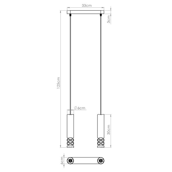 Pendelleuchte Weiß Stahl GU10 L:33 cm lang 2-flammig