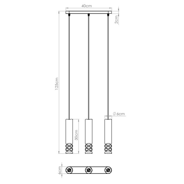Pendelleuchte Weiß Stahl GU10 L:40 cm lang 3-flammig