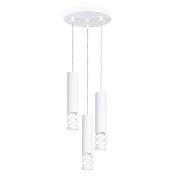 Hängelampe Weiß Stahl GU10 L:25 cm rund 3-flammig