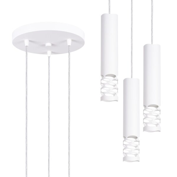 Hängelampe Weiß Stahl GU10 L:25 cm rund 3-flammig