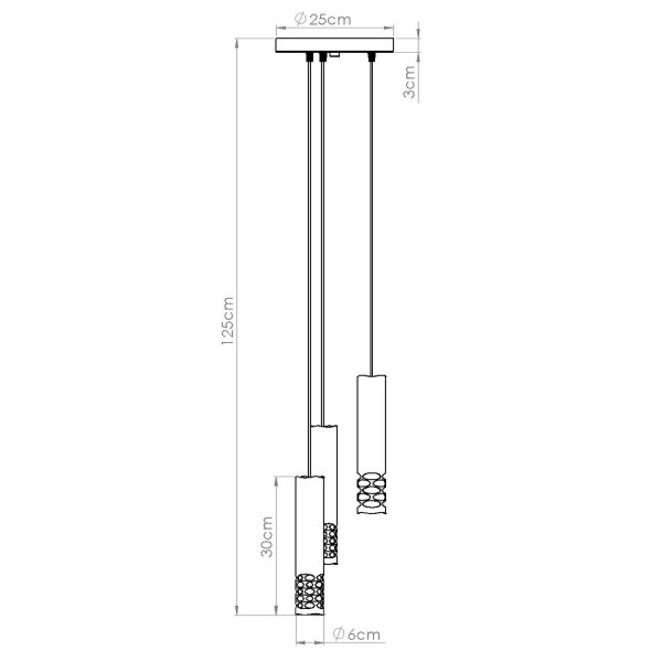 Hängelampe Weiß Stahl GU10 L:25 cm rund 3-flammig