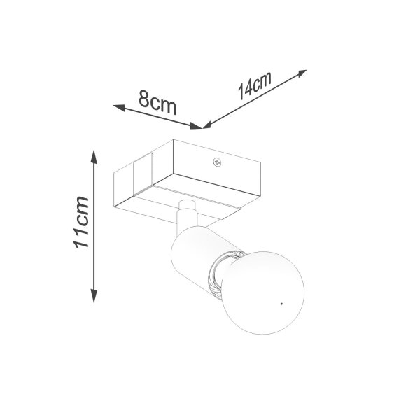 Wandstrahler Holz Stahl E27 schwenkbar H:11 cm Scandi