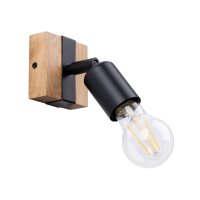 Wandstrahler Holz Stahl E27 schwenkbar H:11 cm Scandi