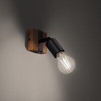 Wandstrahler Holz Stahl E27 schwenkbar H:11 cm Scandi