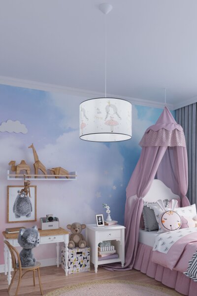 Hängelampe Kinder E27 Mädchen Prinzessin Ø30 cm rund