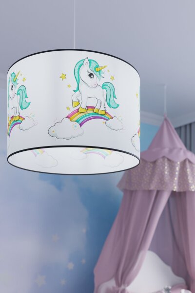 Hängelampe Kinder E27 Einhorn Jungen Mädchen Ø30 cm