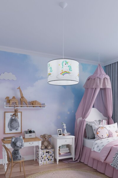Hängelampe Kinder E27 Einhorn Jungen Mädchen Ø30 cm