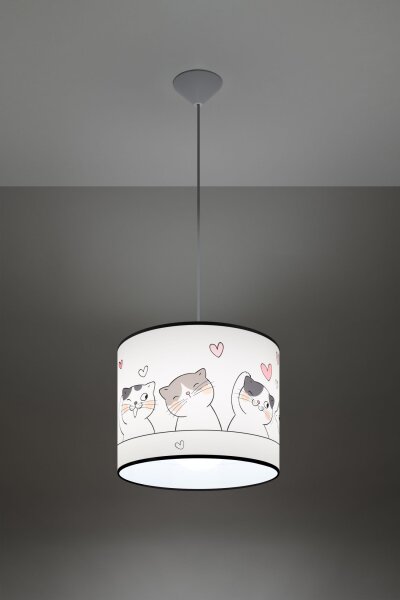 Hängelampe Kinder E27 Katzen Jungen Mädchen Ø30 cm rund