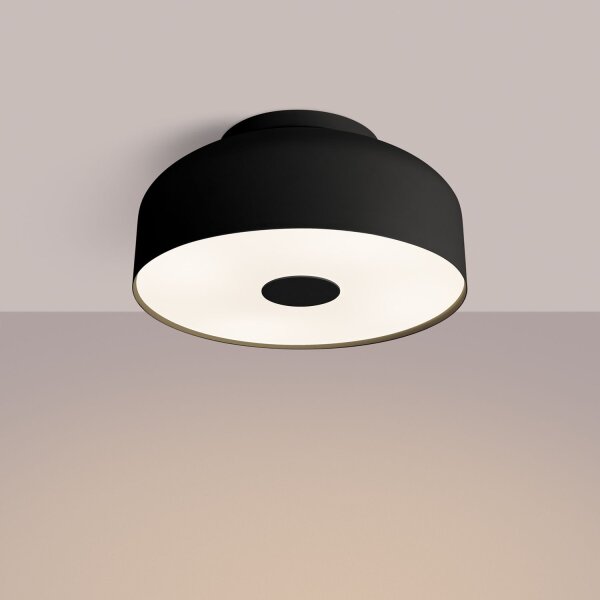 Deckenleuchte blendarm Schwarz Stahl E27 rund Ø30 cm