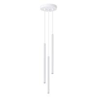Runde Pendelleuchte Wei&szlig; Stahl G9 L:20 cm 3-flammig