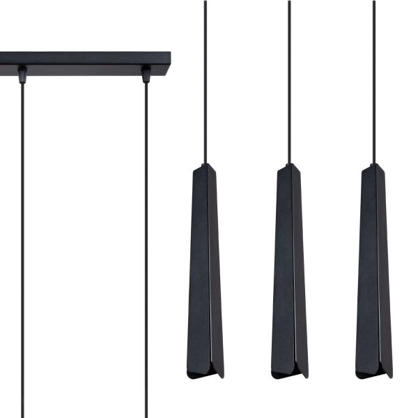 Hängelampe Schwarz Stahl G9 3-flammig 45 cm lang