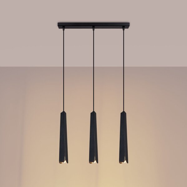 Hängelampe Schwarz Stahl G9 3-flammig 45 cm lang