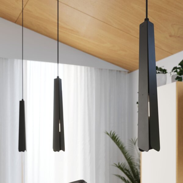 Hängelampe Schwarz Stahl G9 3-flammig 45 cm lang