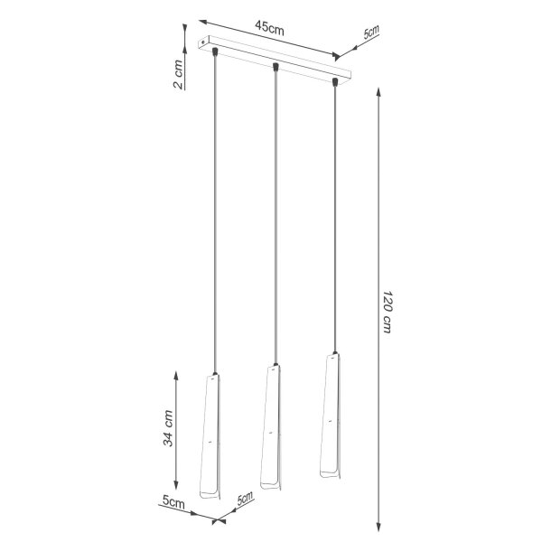 Hängelampe Schwarz Stahl G9 3-flammig 45 cm lang