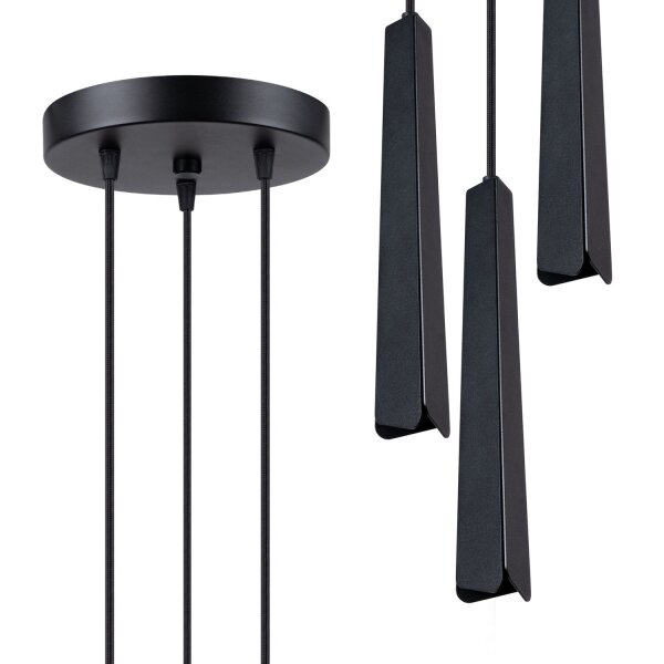 Pendelleuchte 3-flammig Schwarz Stahl G9 L:19,5 cm