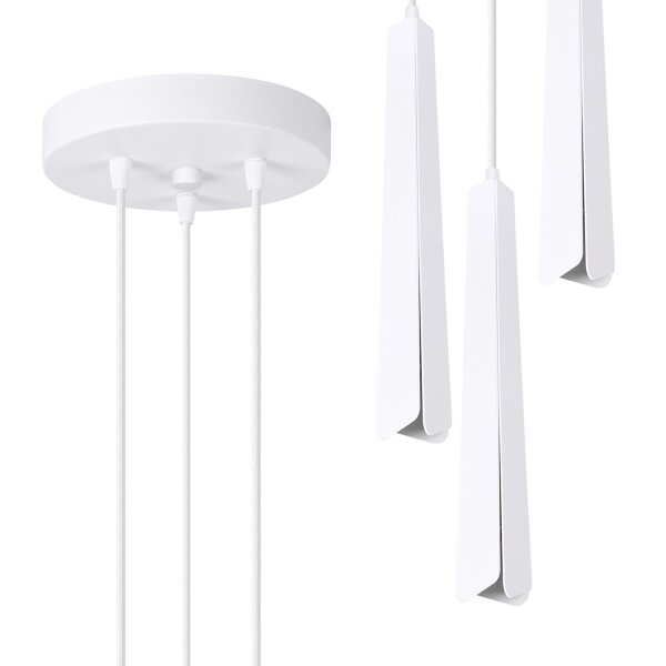 Pendelleuchte 3-flammig Weiß Stahl G9 L:19,5 cm rund