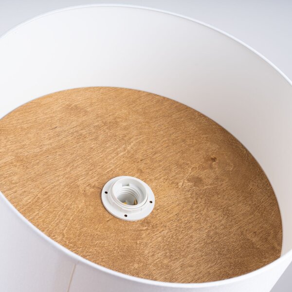 Skandinavische Deckenlampe Holz Stoff E27 Ø35 cm rund