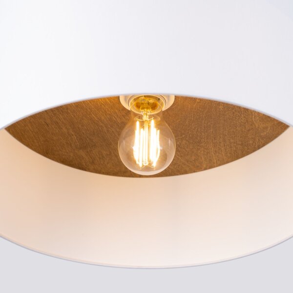 Skandinavische Deckenlampe Holz Stoff E27 Ø35 cm rund
