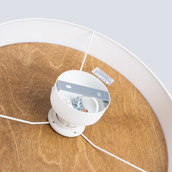 Skandinavische Deckenlampe Holz Stoff E27 Ø35 cm rund