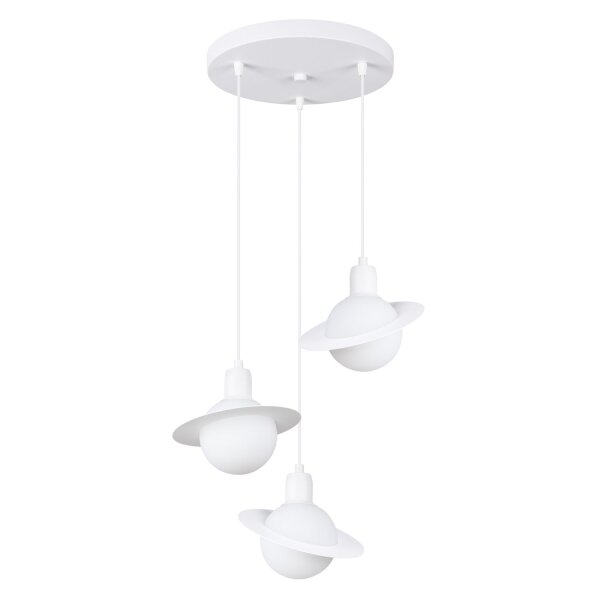 Pendelleuchte Glas Stahl Weiß G9 L:32 cm rund blendarm