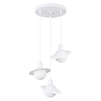 Pendelleuchte Glas Stahl Wei&szlig; G9 L:32 cm rund blendarm