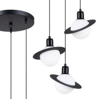 Hängelampe Glas Stahl Schwarz G9 L:32 cm rund blendarm