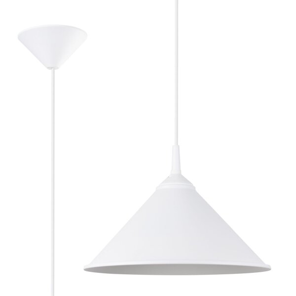 Hängelampe Weiß Stahl E27 Kegel Ø30 cm rund Esstisch