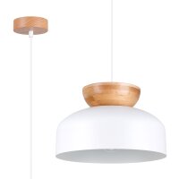 Runde Pendelleuchte Weiß Holz Stahl E27 Ø30...