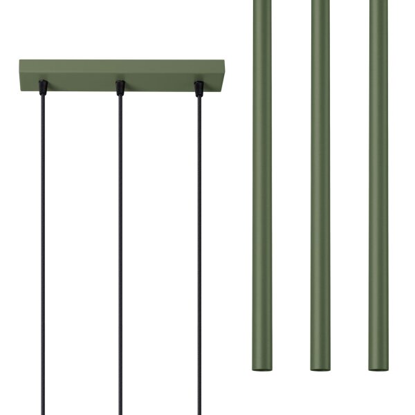 Hängelampe Olivgrün Stahl G9 30 cm lang 3-flammig