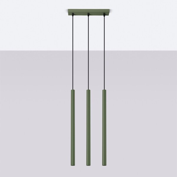 Hängelampe Olivgrün Stahl G9 30 cm lang 3-flammig